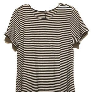 Old Navy Striped Short Sleeve Dress White And Blue Scoop Neck L